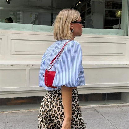 Slim Fit Versatile Bow Poplin Short Blouse