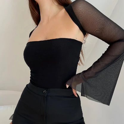 Aesthetic Vintage Mesh Sheer Top