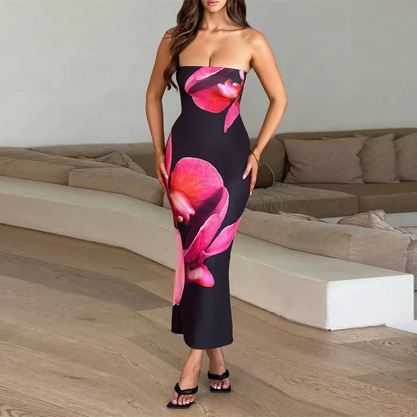 Off Shoulder Tube Party Floral Dress