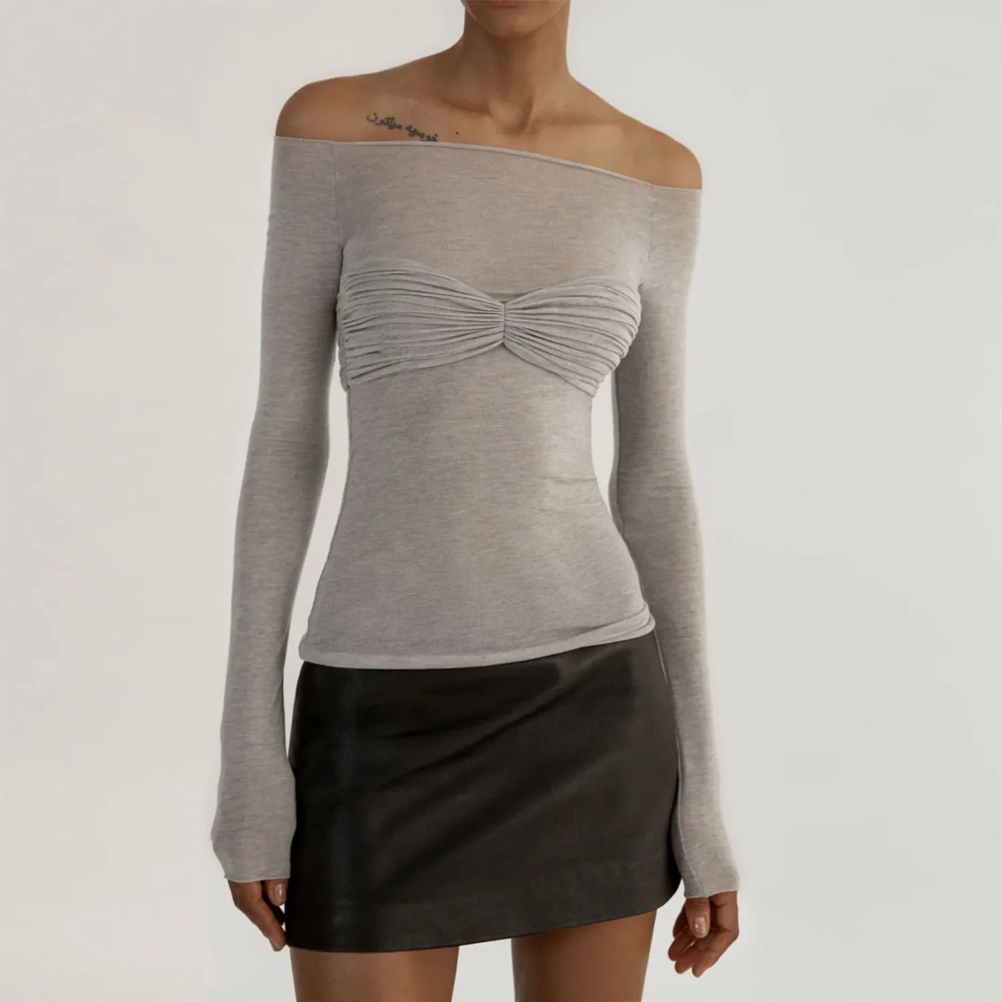 Twist Knit Lace Mesh Sheer Top