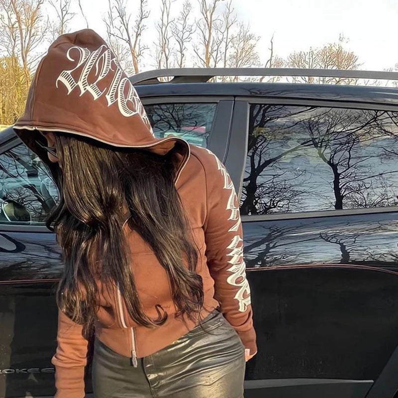 Monochrome Print Autumn Hoodie