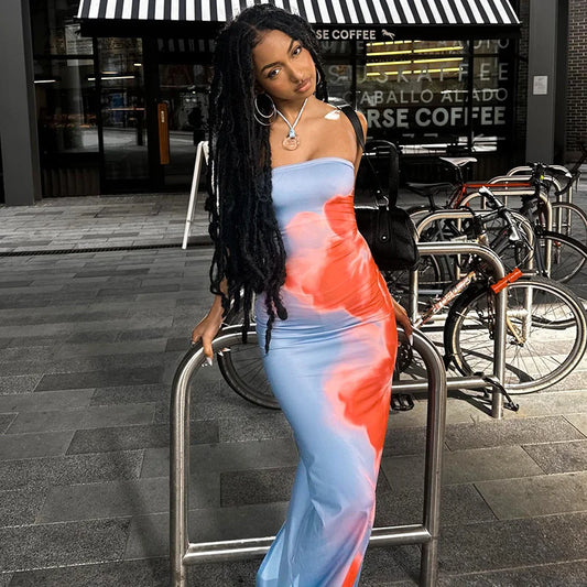 Strapless Stretch Beach Floral Dress