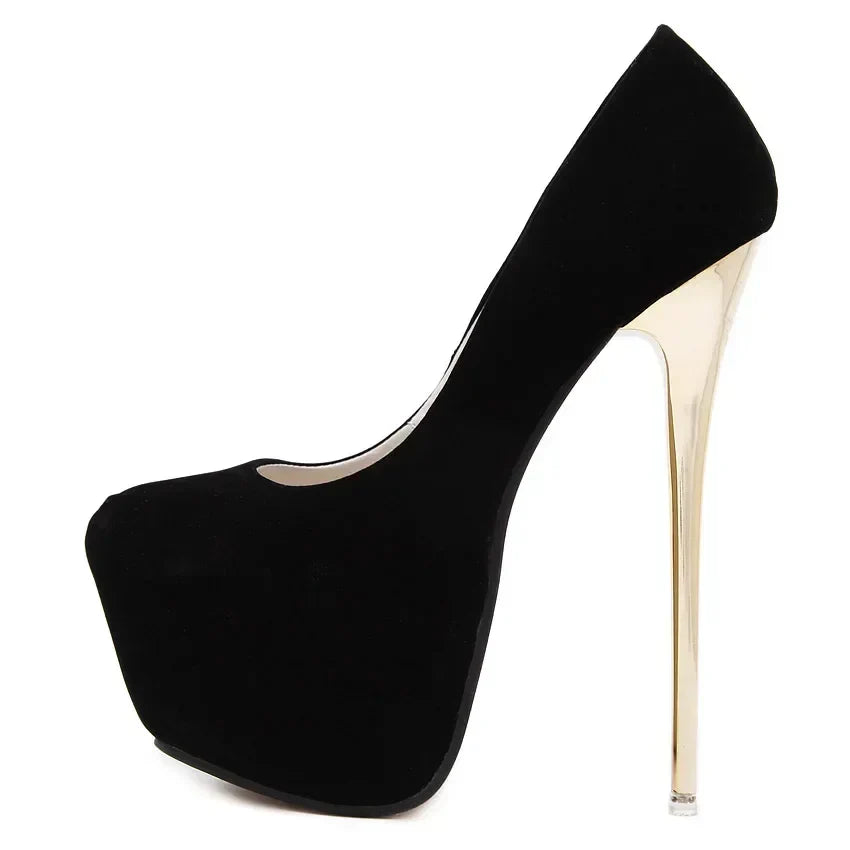 Sexy Club Black High Heel Waterproof Stripper Flock High Heel