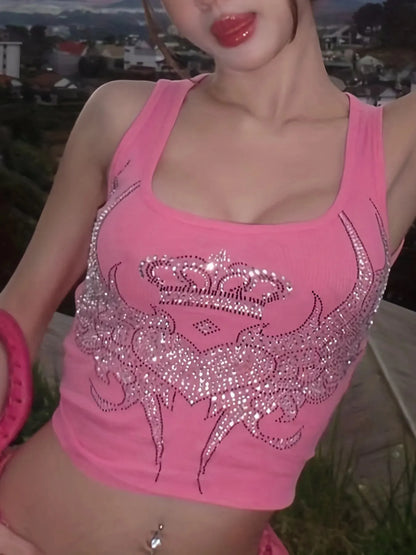 Pink Crop Streetwear Vintage Cami Top