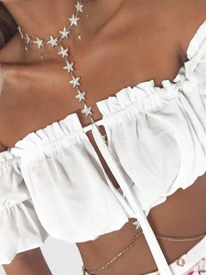 Lantern Sleeve Ruched Beach Strapless