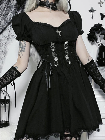 Vintage Gothic Princess Corset Lace Dress