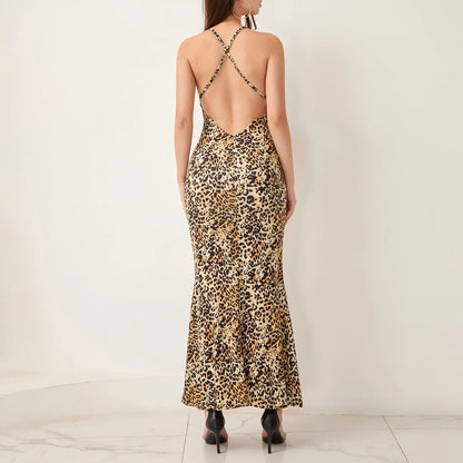 Lace Trim Leopard Patchwork Floral Dress