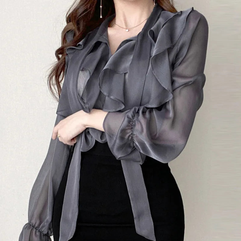 Chiffon Bow Office Lady Casual Blouse