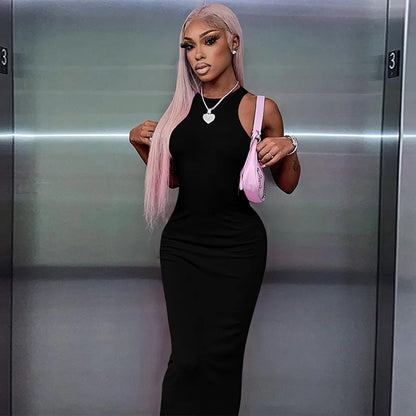 Ribbed Sleeveless Bodycon Maxi Dress