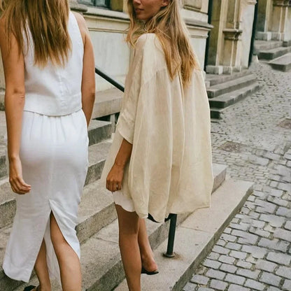 Linen Half Sleeve Office Casual Blouse