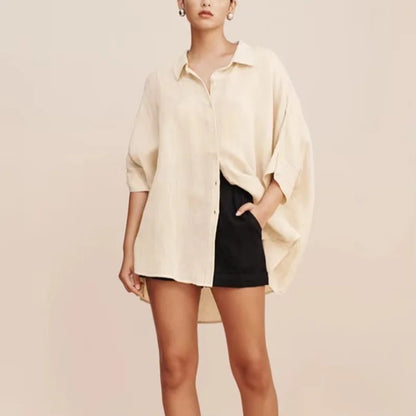 Linen Half Sleeve Office Casual Blouse