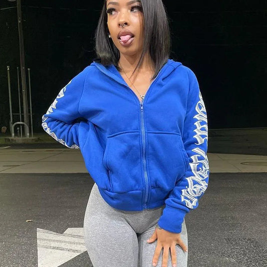 Retro Full Zip Gothic Hoodie