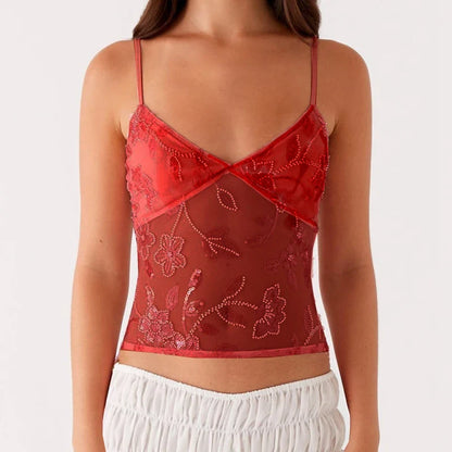 Sequin Sparkly Sleeveless Shirt Cami Top