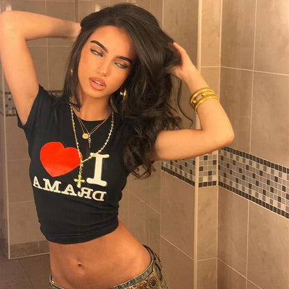 Gothic Letter Print Slim Crop Top