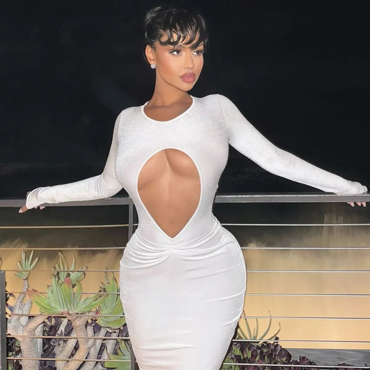 Velvet Pleated Bodycon Maxi Party Dress