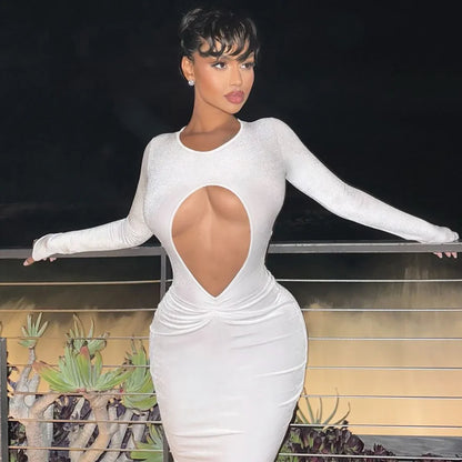 Velvet Pleated Bodycon Maxi Party Dress