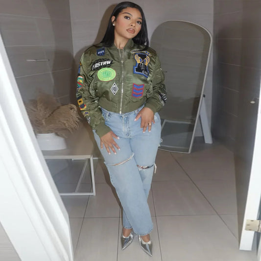 Embroidered Cyber Bomber Jacket