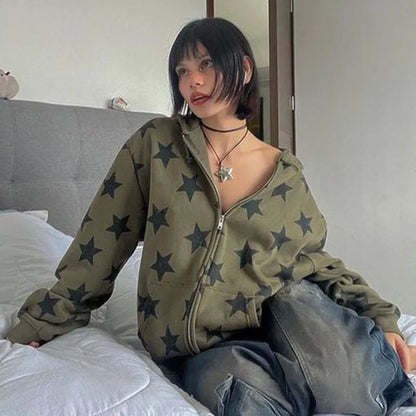 Retro Star Zip Up Hoodie