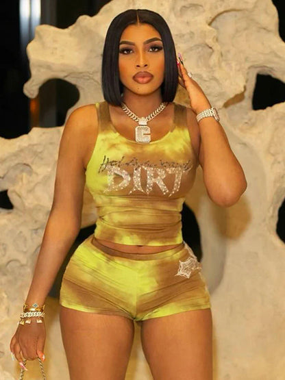 Sexy Print Cleavage Knit Set