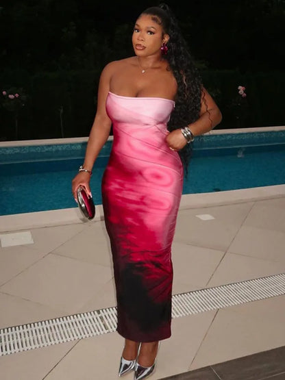 Strapless Off Shoulder Club Floral Dress