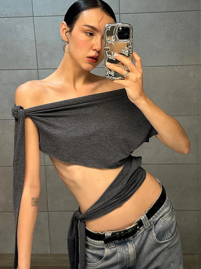 Hollow Bandage Ribbon Wrap Strapless