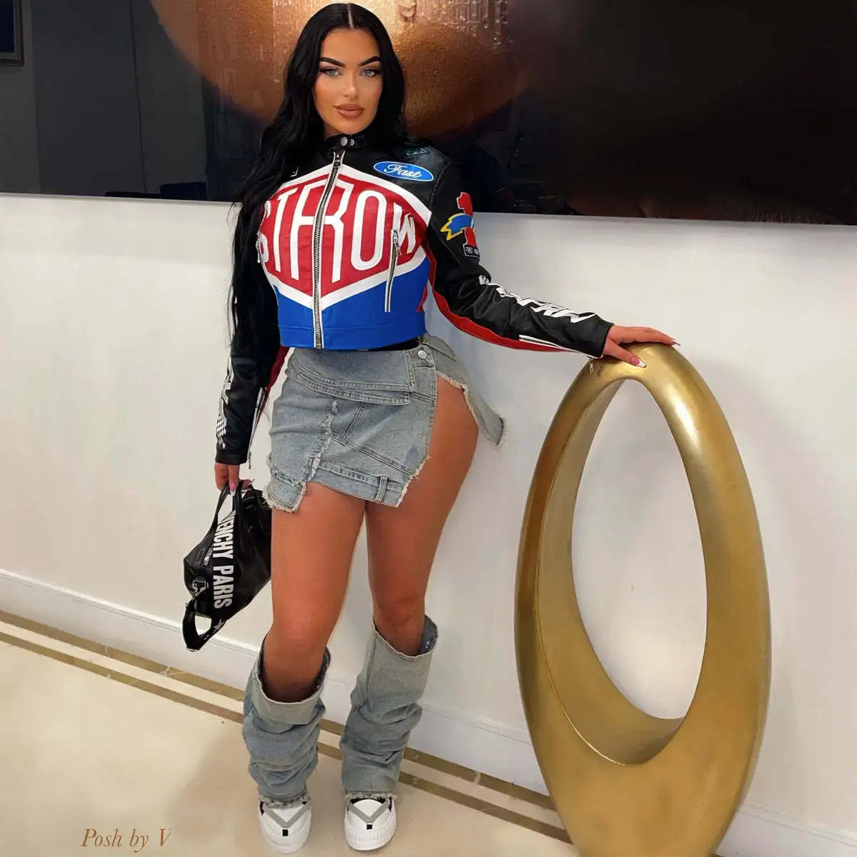 Printed Cyber Racer Y2K Jacket