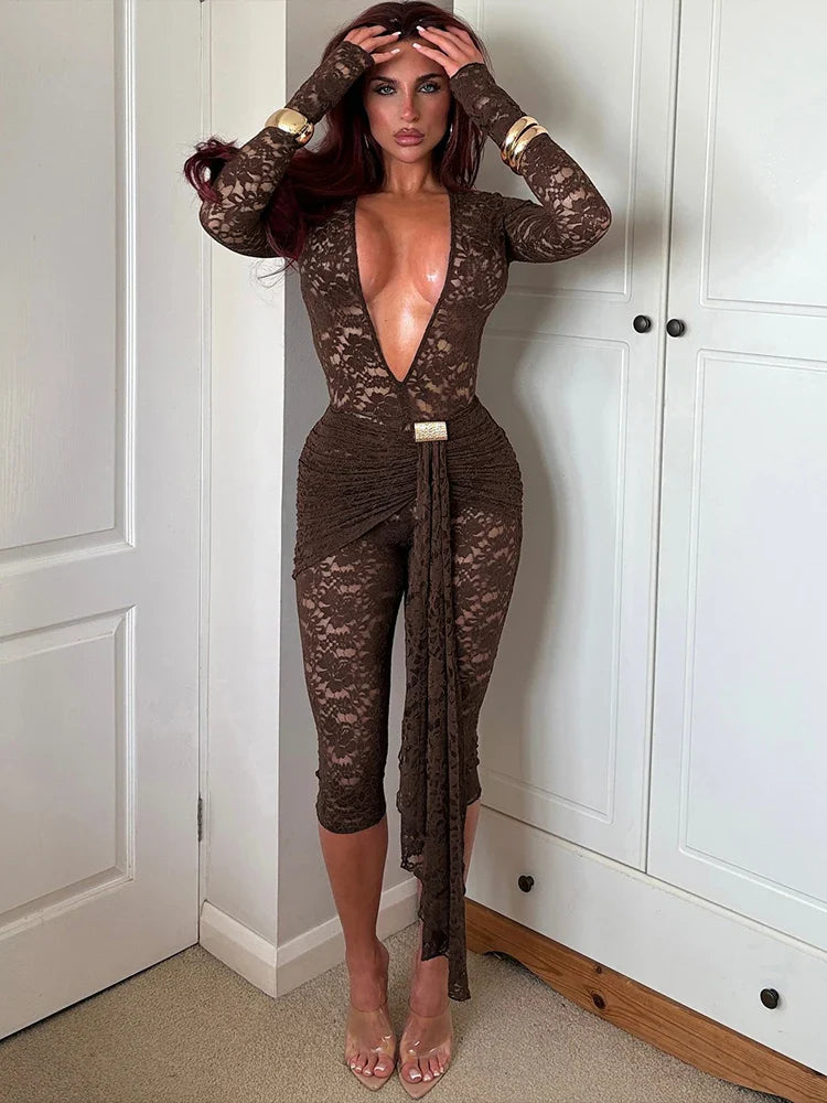 Jacquard Tassel Cinched Waist Romper