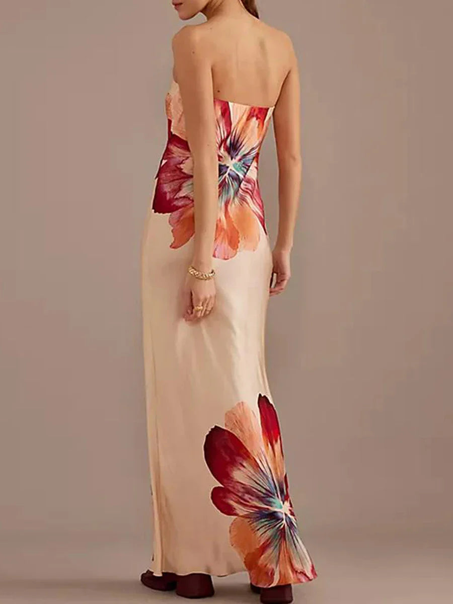 Strapless Backless Party Floral Dress