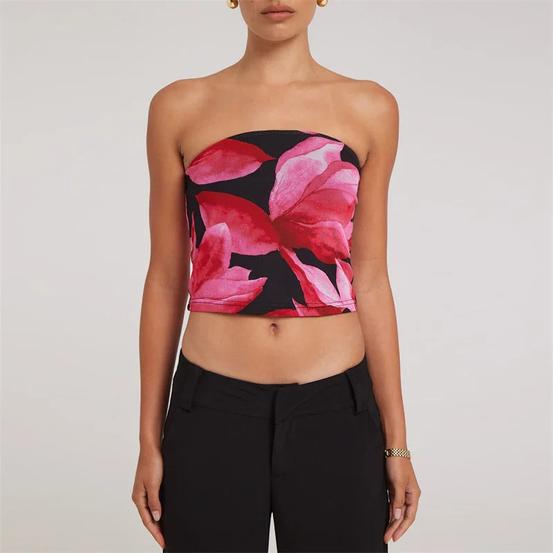 Floral Print Off-Shoulder Strapless