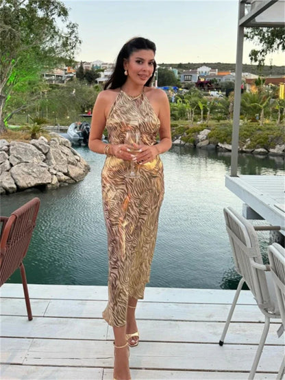 Backless Halter Neck Luxury Party Dress