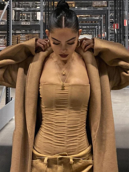 Mesh Backless Elegant Patchwork Strapless