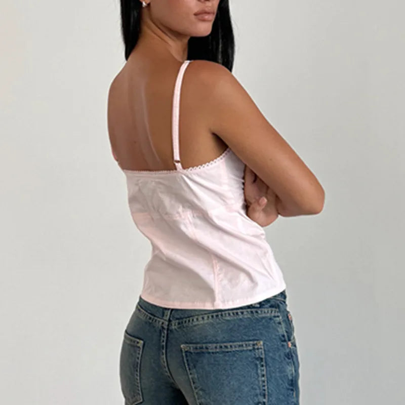 Plain Fashion Bow Harajuku Streetwear Cami Top