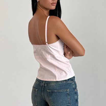 Plain Fashion Bow Harajuku Streetwear Cami Top