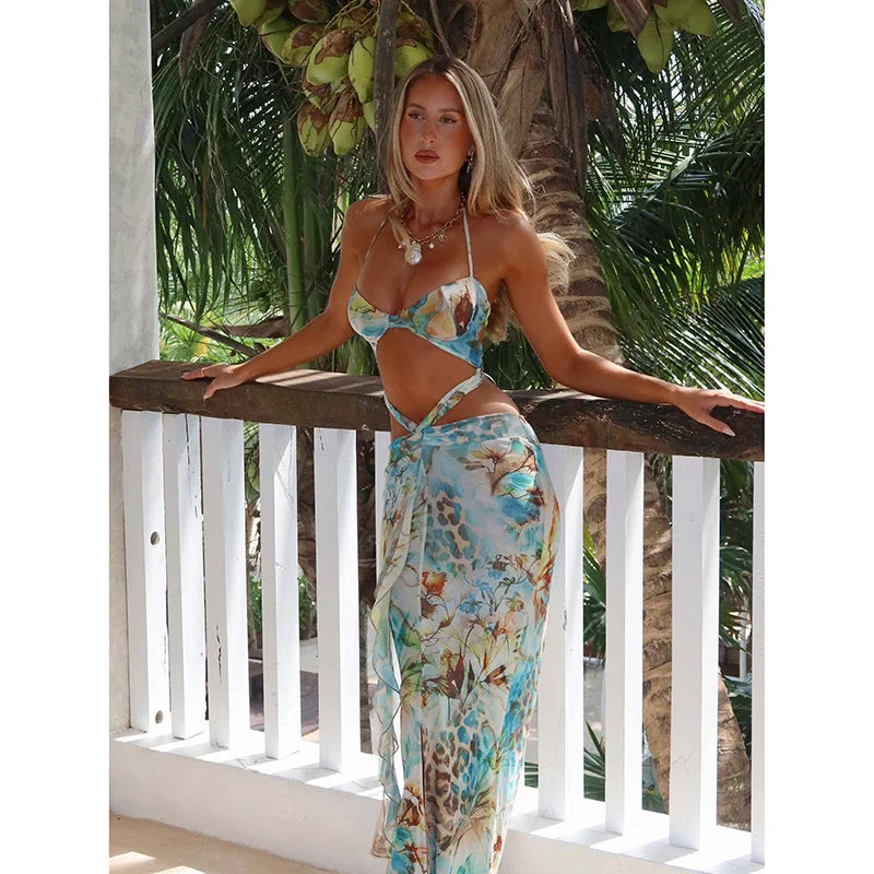 Leopard Print V Neck Maxi Midi Dress