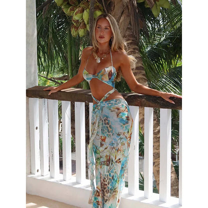 Leopard Print V Neck Maxi Midi Dress