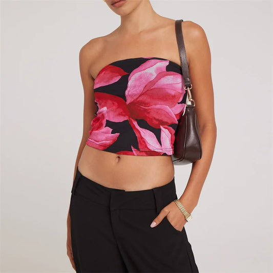 Floral Print Off-Shoulder Strapless