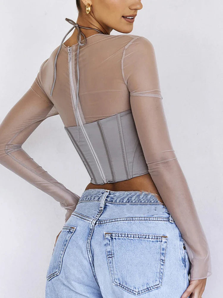 Asymmetrical See Through Sheer Top