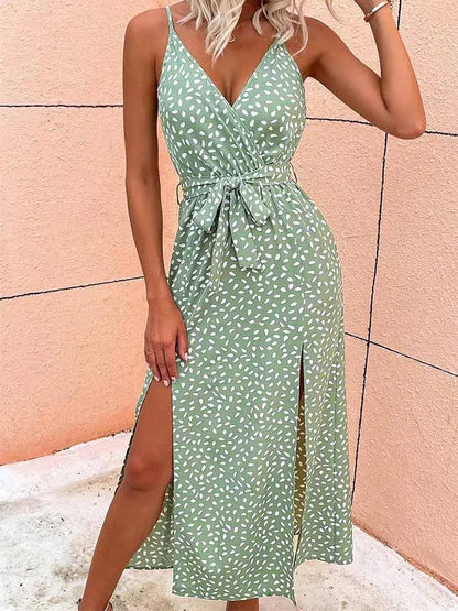 Floral Slit Backless Beach Midi Dress