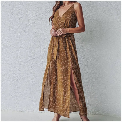 Slit Backless Black Midi Dress