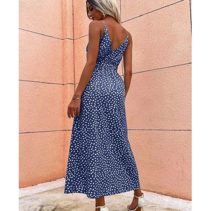 Slit Backless Black Midi Dress