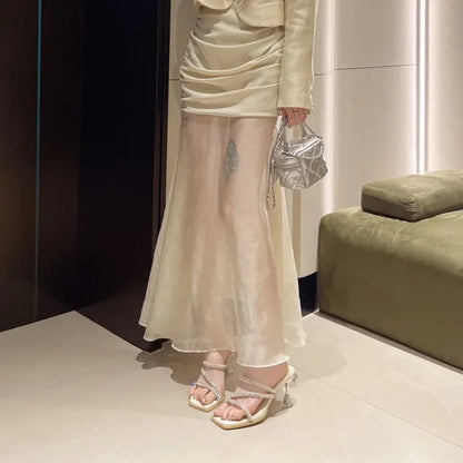 Fairy Fengshui Diamond Sequins Simple Solid Designer Concert High Heel