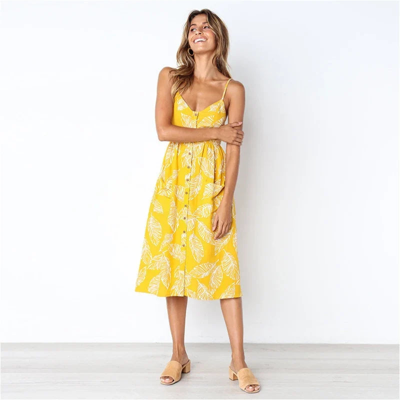 Sling Pocket Dot Retro Midi Dress