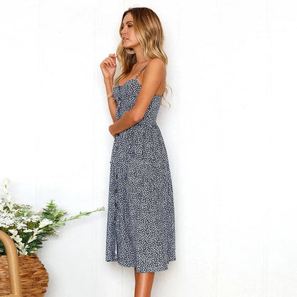 Sling Pocket Dot Retro Midi Dress