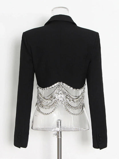 Casual Striped Notched Collar Long Sleeve Spliced Double Breasted Vintage Blazer