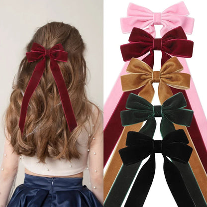 Large Velvet Wedding Long Ribbon Hair Accessory