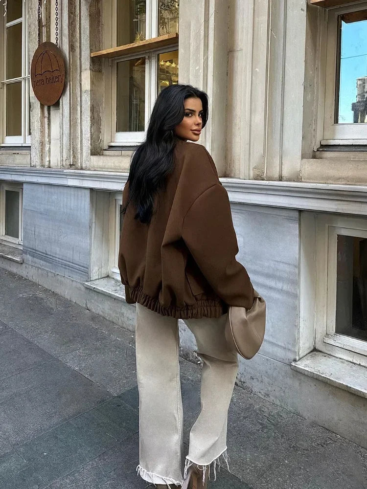 Vintage Brown Long Casual Single Breasted Fashion New Coat