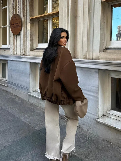 Vintage Brown Long Casual Single Breasted Fashion New Coat