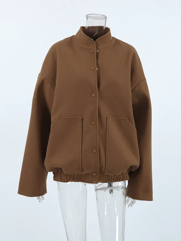 Vintage Brown Long Casual Single Breasted Fashion New Coat