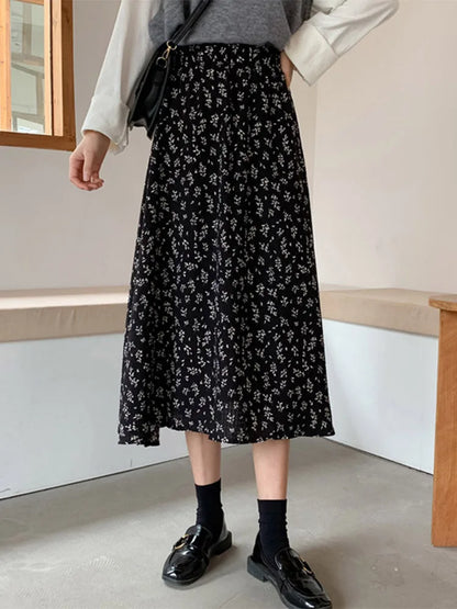 DressBetty - Vintage Floral Pleated Korean Midi Skirt