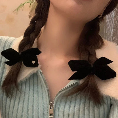 Red Velvet Korean Sweet Bowknot Side Duckclip Christmas Hair Accessory